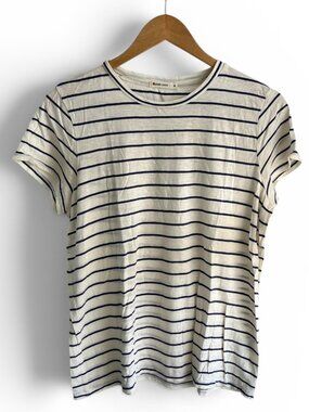 Marine Layer Cotton Blend Swing Tee in Blue Stripe, Size Medium